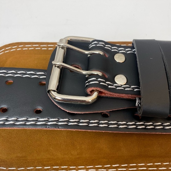 Premium Leather Black Leather Weightlifting Power Lifting Belt size Large NWT - Picture 3 of 7